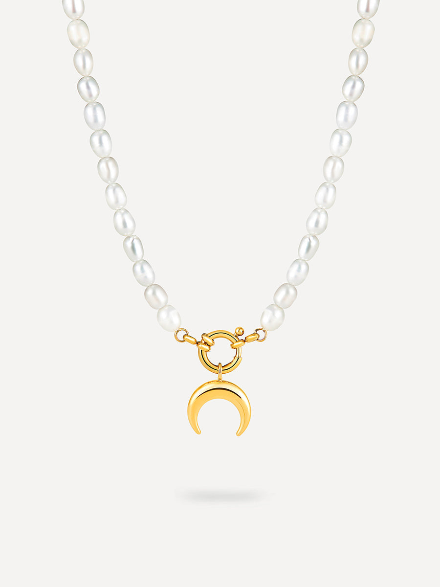 Crescent Pearl Kette Gold