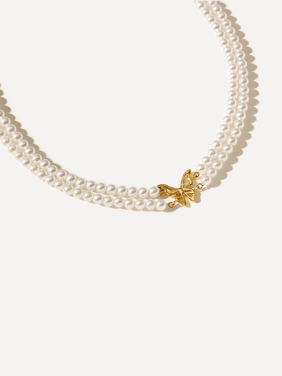 Butterfly Pearl Kette Gold