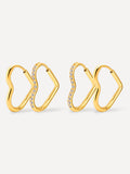 Glow   Grit Open Heart Ohrringe Set Gold