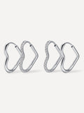 Glow   Grit Open Heart Ohrringe Set Silber