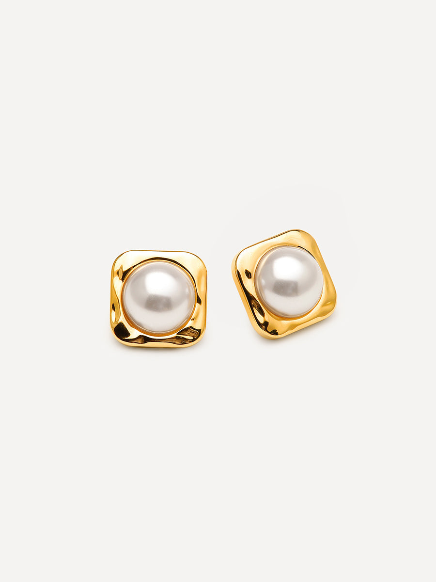 Modern Edge Pearl Ohrringe Gold